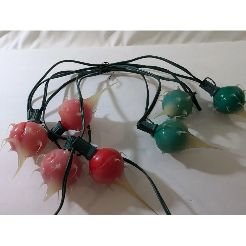 Vntage Crazy Glow 2 SET/7 Silicone Dip Christmas string Lights Red‎ Green Grinch